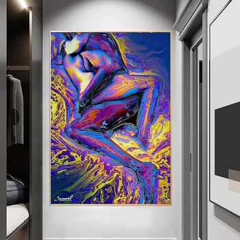 Soyut Çıplak Çift Tuval Boyama Seksi Vücut Sevgilisi Posteri ve Baskılar duvar Sanatı Resimleri ıçin Oturma Odası Ev Dekor Cuadros 4