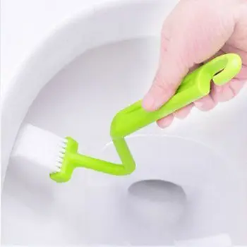 Sıcak Kullanışlı Kavisli Küçük Banyo Mutfak Tuvalet Temizleme Fırçası Köşe Jant Temizleyici Bükülmüş Kase Kolu Ev Temizlik Aksesuarları