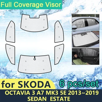 Tam Kapak Güneş Şemsiyeleri Skoda Octavia 3 İçin A7 MK3 5E 2013~2019 Estate Sedan Araba Aksesuarları Güneş Koruma Yan Visor Ön Camları