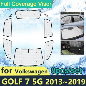 Tam Kapakları Güneş Şemsiyeleri Volkswagen Golf 7 İçin 5G 2013~2019 VW Araba Güneş Koruma Ön Camları Yan Pencere Siperliği Shaby Aksesuarları