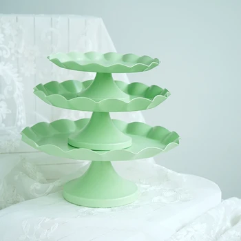 Tiffany Yeşil Renk Kek Tepsisi Cupcake kek standı Araçları Acıbadem Kurabiyesi Yeşil Su Geçirmez Plaka Kek Dekorasyon için Parti Tatlı Masa