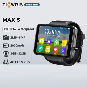 TİCWRİS MAX S 4G akıllı saat Android 2000mAh Çift Kamera 32GB WİFİ SIM Kart GPS Su Geçirmez Smartwatch Erkekler için Android IOS Telefon