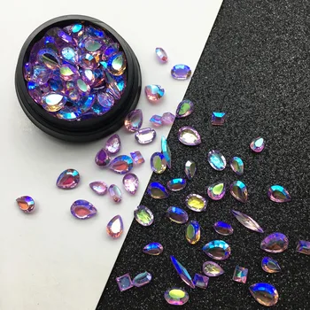 Tırnak Aurora Ab kristal cevheri Taklidi Dekorasyon Senfoni Reçine Nail Art İpucu Boncuk Lehçe Manikür Takı Charm Taş 2