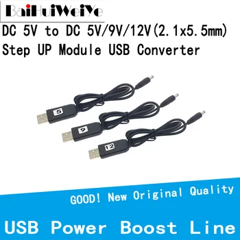 USB Güç Boost Hattı DC 5V için DC 5V 9V 12V Step UP Modülü USB Dönüştürücü Adaptör Kablosu 2.1x5. 5mm 2.1 * 5.5 mm Fiş Uzunluğu 1m
