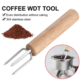 WDT Aracı Espresso Kahve Karıştırıcı Paslanmaz Çelik İğne Ahşap Saplı Kahve İğne Distribütörü Profesyonel Barista Aracı