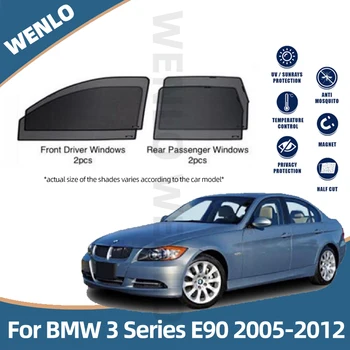 WENLO Manyetik Özel Perde BMW 3 Serisi İçin E90 2005-2012 pencere Şemsiyeleri Örgü Gölge Kör Tamamen Kapalı