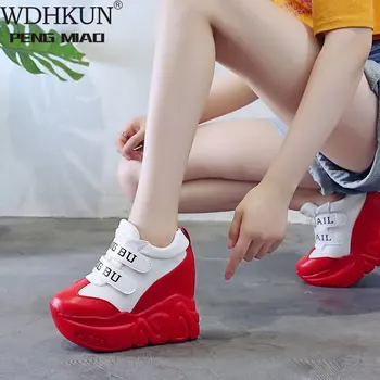 YENİ ayakkabı Kadın 12 Cm Süper Yüksek Kama Açık Ayakkabı Kadın rahat ayakkabılar Kanca Döngü Rahat Platform Sneakers