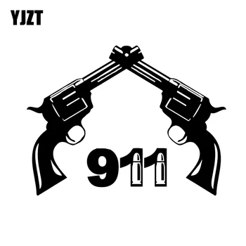 YJZT 16.9*12.7 CM Gizemli Silah 911 Araba Sticker Dekorasyon Tampon Pencere Motosiklet Aksesuarları Vinil C12-0193