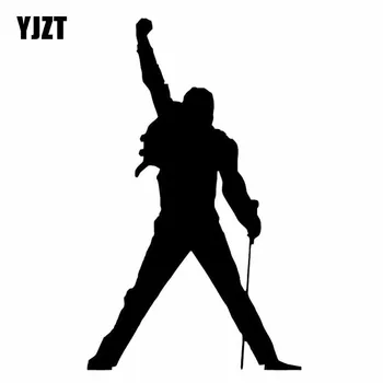 YJZT 7.9 CM * 13CM Müzik Kaya Freddie Mercury Çıkartması Vinil Araba Sticker Siyah / Gümüş C3-0582