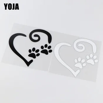 YOJA 15. 2X15. 1CM Kalp Köpek Pençe Baskılar Vinil Araba Sticker Yaratıcı Karikatür Çıkartması ZT4-0213