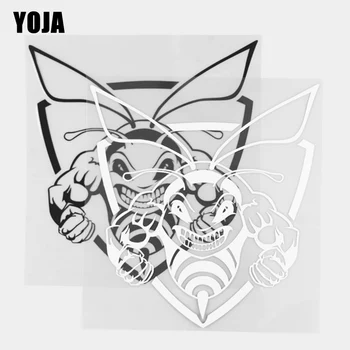 YOJA 16.5×17.5 CM Karikatür Hayvanlar Kalkan Güçlü Wasp Vinil Çıkartması Araba Çıkartmaları Siyah/Gümüş 19C-0261