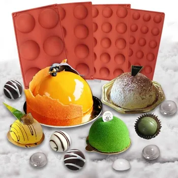 Yarım Küre silikon kalıp 6/15/24 Delik Gıda Sınıfı DIY Pişirme Puding Mus çikolatalı kek şekerleme kalıbı Mutfak Bakeware Şablon