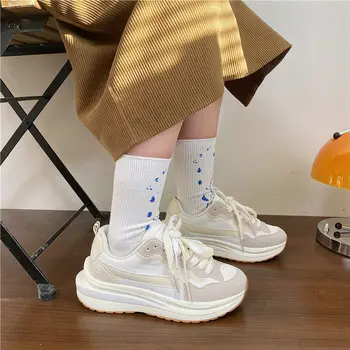 Yaz Platformu Sneakers Moda Kore Patchwork Kadın vulkanize ayakkabı Öğrenciler Günlük Giyim rahat ayakkabılar Zapatillas Mujer