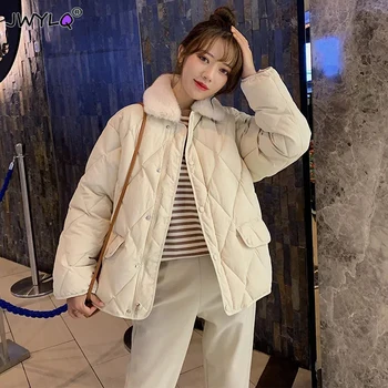 Yeni Kadın Parkas Ceketler Moda Katı Kalın Sıcak Kış Ceket Rahat Gevşek Pamuk-yastıklı Parkas Dış Giyim Kore Giyim Ceketler