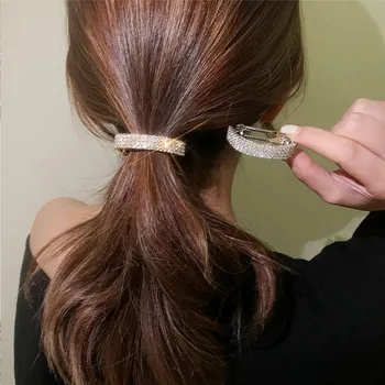 Yeni Kadın Zarif Lüks Parlayan Kristaller Altın Gümüş At Kuyruğu Tutucu Toka Saç Klipleri Tatlı Kafa Bandı Moda saç aksesuarları