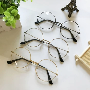 Yeni Moda Yuvarlak Gözlük Kadın Erkek Vintage Klasik Metal Düz Ayna Optik Gözlük Çerçevesi Unisex Görüş Bakım Gözlük 1