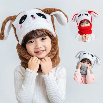 Yeni Sonbahar ve Kış Sevimli Çocuk Karikatür Eşarp Şapka İki parçalı Çift Polar Sıcaklık Erkek Kız Çocuk Yetişkin Ebeveyn-çocuk Bebek şapka
