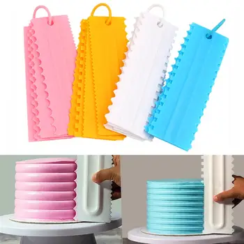 Yeni Tarak Kek Kazıyıcı Desen Krem Kazıyıcı 4 Parça Set DIY Pişirme Araçları Plastik Krem Kazıyıcı Seti Pişirme Aksesuarları