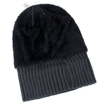Yeni Unisex Şapka V Spor Sıcak Kış Şapka Şık Eklemek Kürk Astarlı Yumuşak Bere Şapka Kalın Kış Şapka Kadın Erkek örgü şapkalar 3