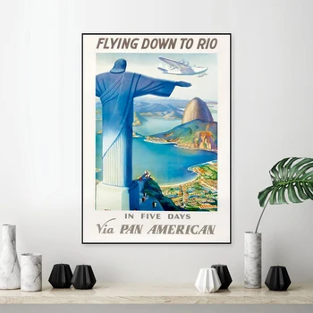 Yeniden baskı bir Vintage Havayolu Seyahat Posteri-Rio tarafından Pan Amerikan Sanat Retro Vintage Poster Baskı Ev Dekor duvar tablosu