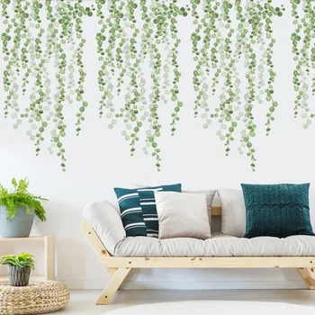 Yeşil Yapraklar Dekorasyon Tropikal Duvar Kağıdı Sarmaşıklar duvar çıkartmaları Ev Dekor Oturma Odası Dekor Sarmaşıklar Yatak Odası duvar çıkartmaları Vinil