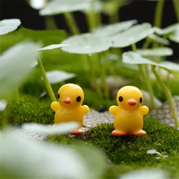 Yosun Mikro Peyzaj Etli Bitkiler Bonsai Mini Sarı Ördek Reçine El Sanatları Süsler Ev Bahçe Dekor Minyatür Heykeli