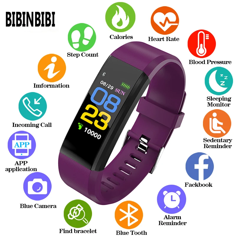 BIBINBIBI İzle Kadın Erkek Çocuk Moda Akıllı nabız monitörü Kan Basıncı Spor İzci Smartwatch Saatler ıos android için