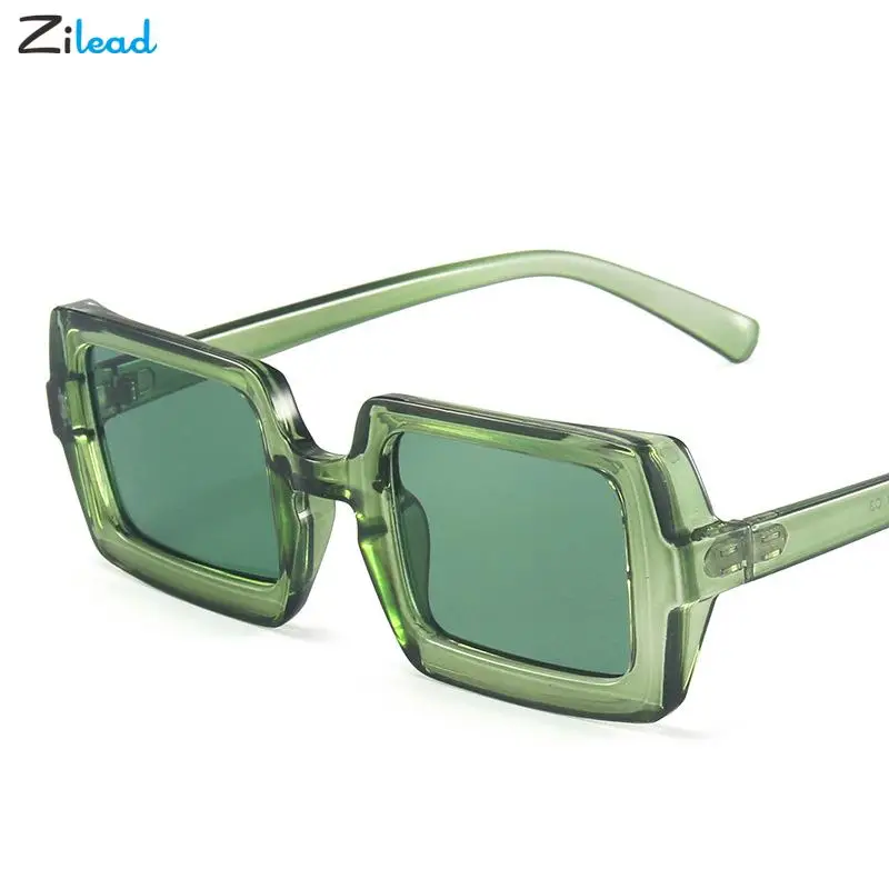 Zilead Marka Küçük Güneş Gözlüğü Kadın Moda Kare güneş gözlüğü Erkekler Vintage Yeşil Gözlük Bayanlar Seyahat Tarzı UV400 Gözlük