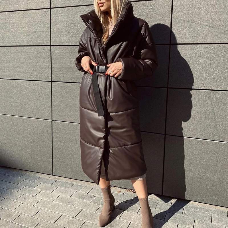 Kış Parkas Kadın Moda Düz Gevşek Palto Kadınlar Zarif Cepler Uzun Pamuk Ceketler Kadın Bayanlar JM