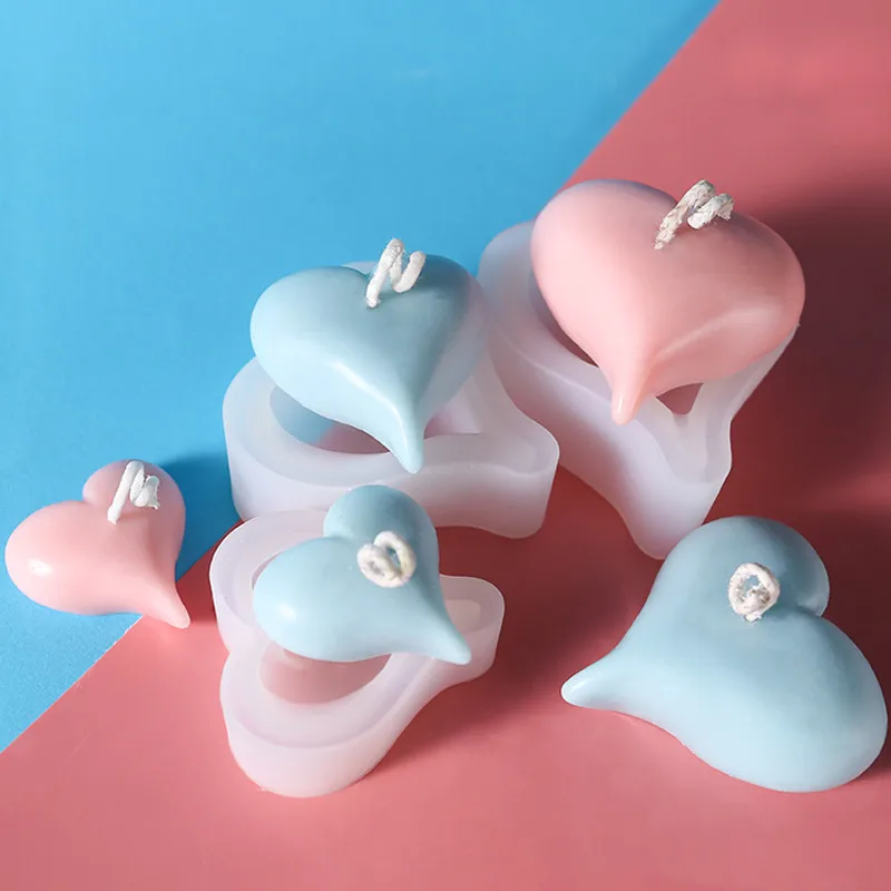 3 Adet 3D Aşk Kalp Tasarım Silikon Kek Kalıbı Elmas Sabun Kalıpları DIY Araba Kolye Alçı Alçı Kalp Kalıp El Yapımı Mum Kalıpları