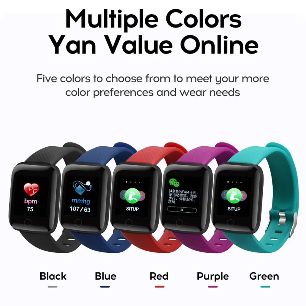 116 Artı Dijital akıllı saat 1.3 İnç Renkli Ekran Su Geçirmez Spor Bluetooth kalp Hızı fitnes aktivite takip cihazı akıllı saat