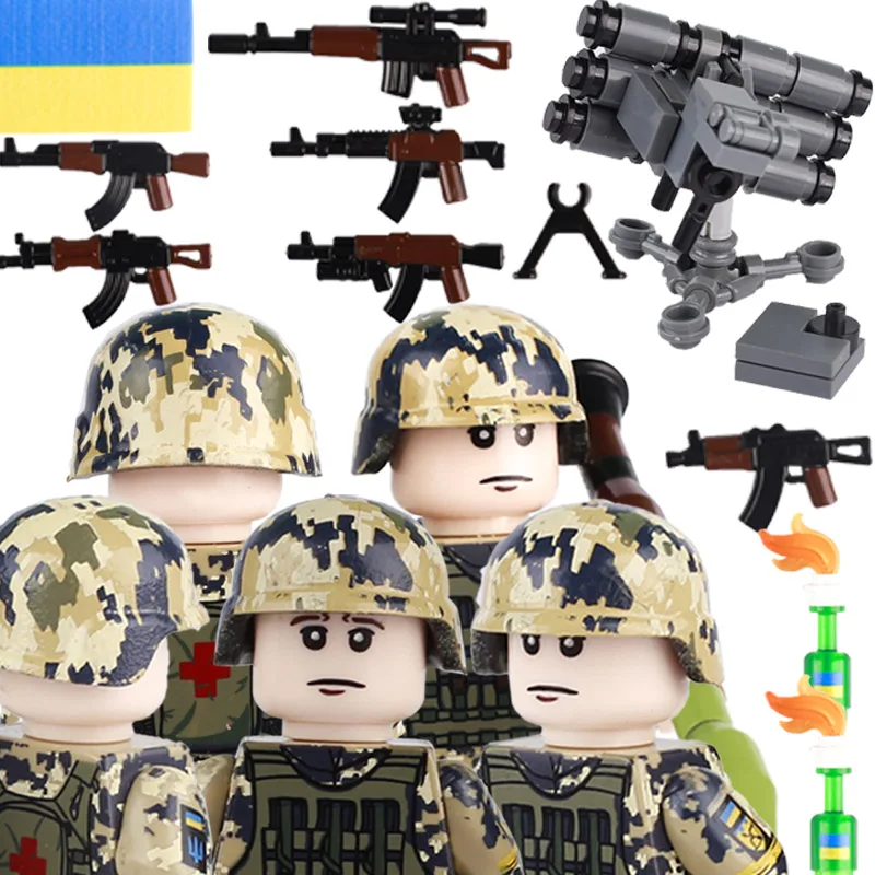 Modern Askeri Ukrayna Ordusu Yapı Taşları Askerler Rakamlar Savaş Kamuflaj Starstreak HVM Silahlar Silah Seti Bazuka Tuğla Oyuncaklar