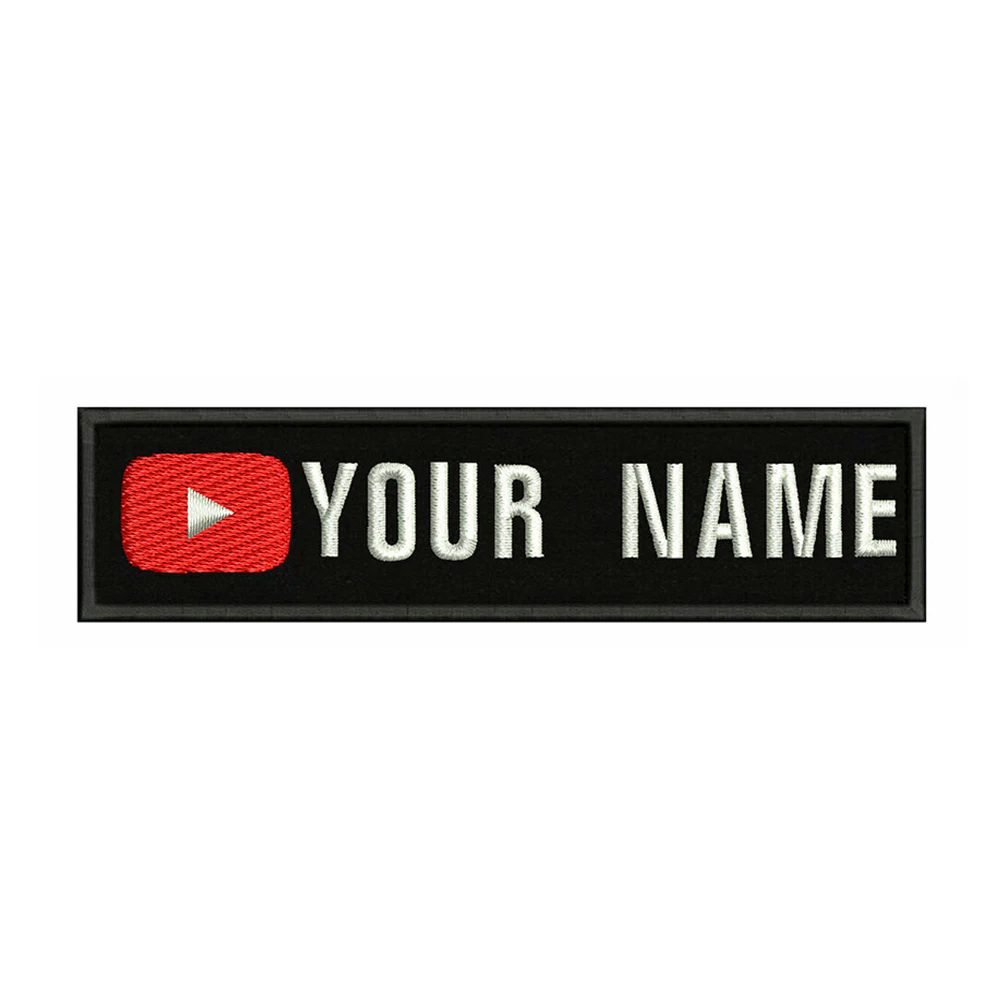 YouTube Logo 10X2. 5cm Nakış Özel Ad Metin Yama Çizgili Rozeti Demir On Veya Velcros Yamalar