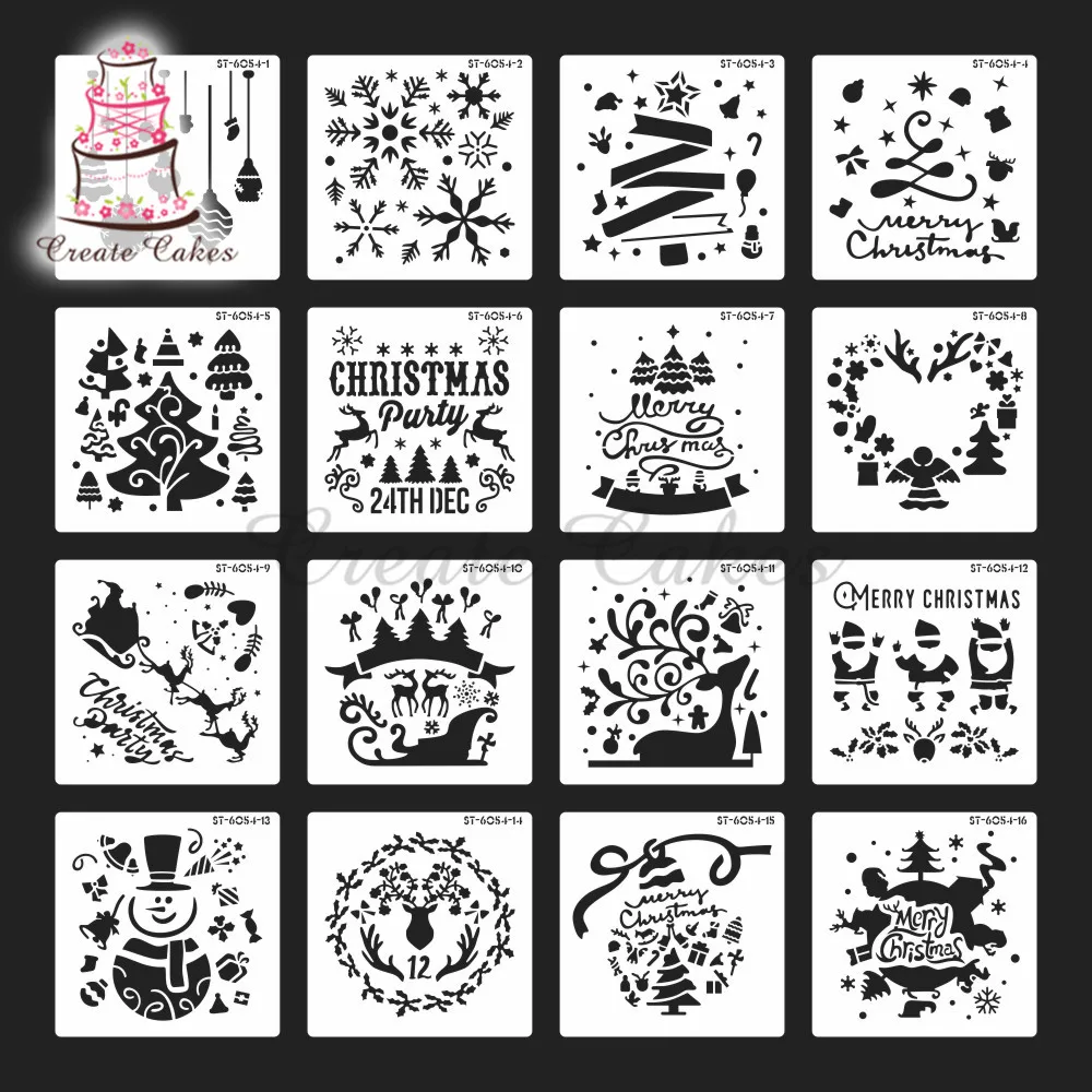 Yeni Varış 16 adet/takım Noel ve Kardan Adam Çerezler Şablonlar Kek Tasarım Desenleri Fondan Aracı Malzemeleri Kek Aracı
