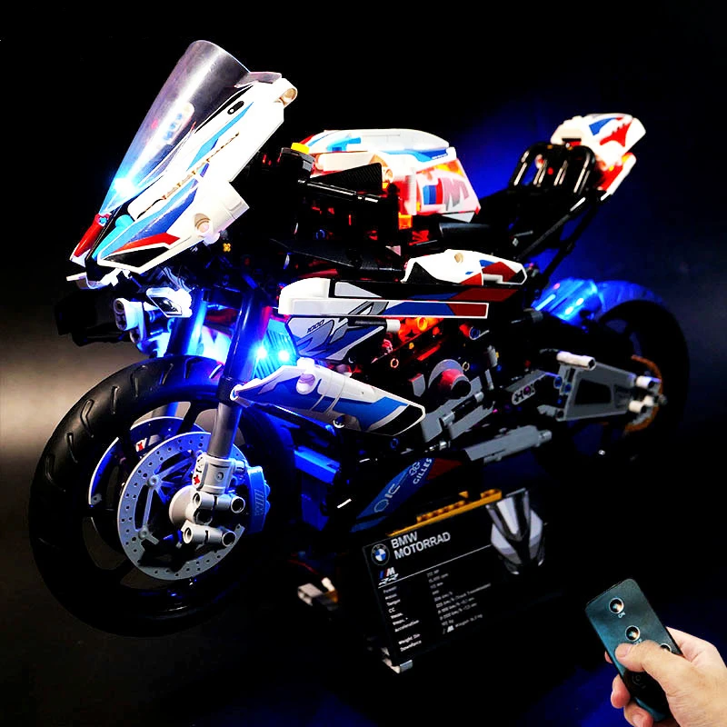 STOKTA YENİ RC led ışık Seti BMW Motosiklet 1000 RR Aksesuarları Uyumlu LEGO 42130 MOC Yapı Taşları Tuğla