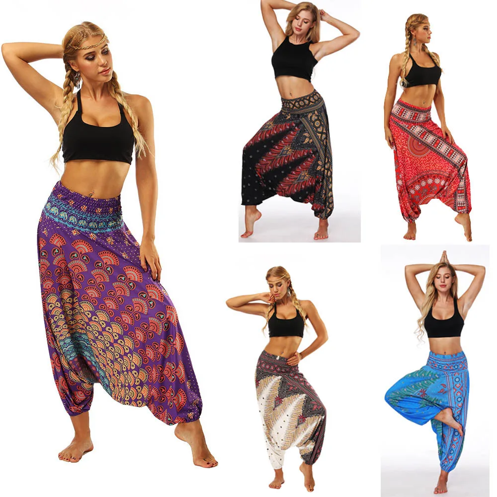 Kadın pantolonları Rahat Gevşek Yoga Pantolon Baggy Vintage Boho Aladdin Joggers Geniş Pantolon Modis Streetwear Spodnie Damskie#30
