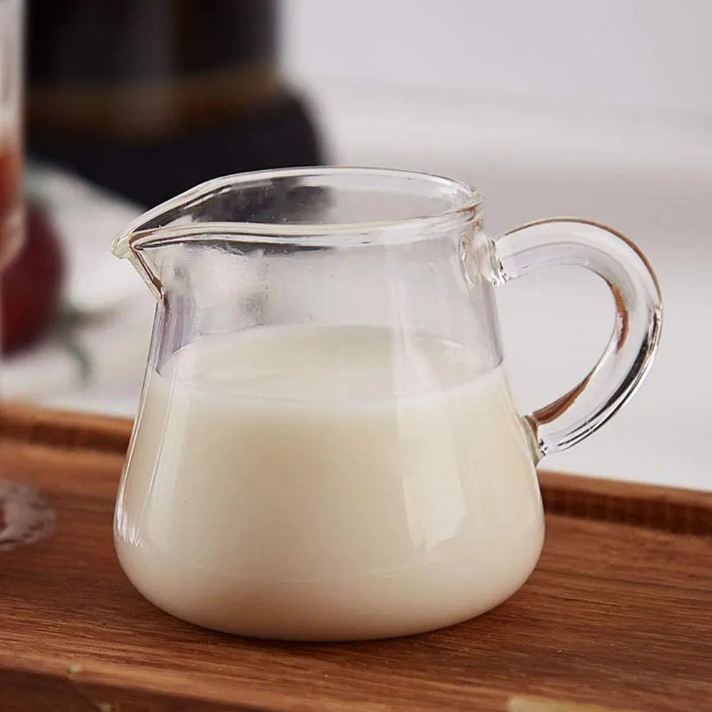 250ml Yüksek Sıcaklığa Dayanıklı Çift Ağızlı Süt Sürahileri Küçük Cam süt kupası Espresso cam kupa Süt Paylaşımı Fincan Kahve Kupaları