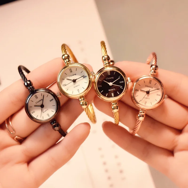 Lüks Moda Altın Bileklik Bilezik Kadın Saatler Paslanmaz Çelik Retro Bayanlar Kuvars Saatı Ulzzang Marka Küçük Saat