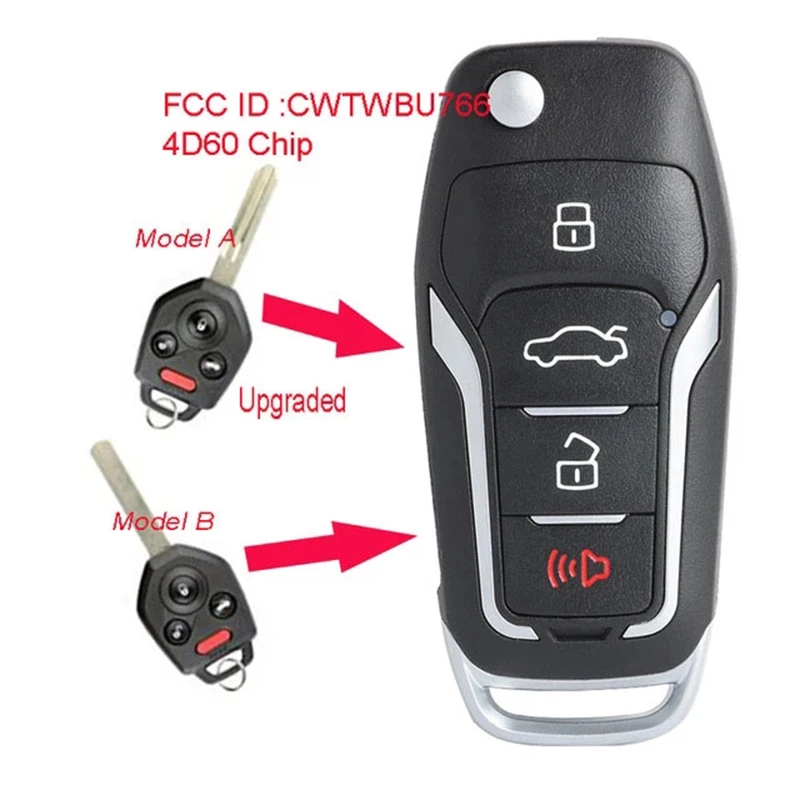 Keyecu Yükseltilmiş Çevirme Uzaktan Araba Anahtarı Fob 4 Düğme 433MHz 4D60 Çip Subaru Legacy Outback 2014 için 2013 2012 2011 2010 CWTWB1U766