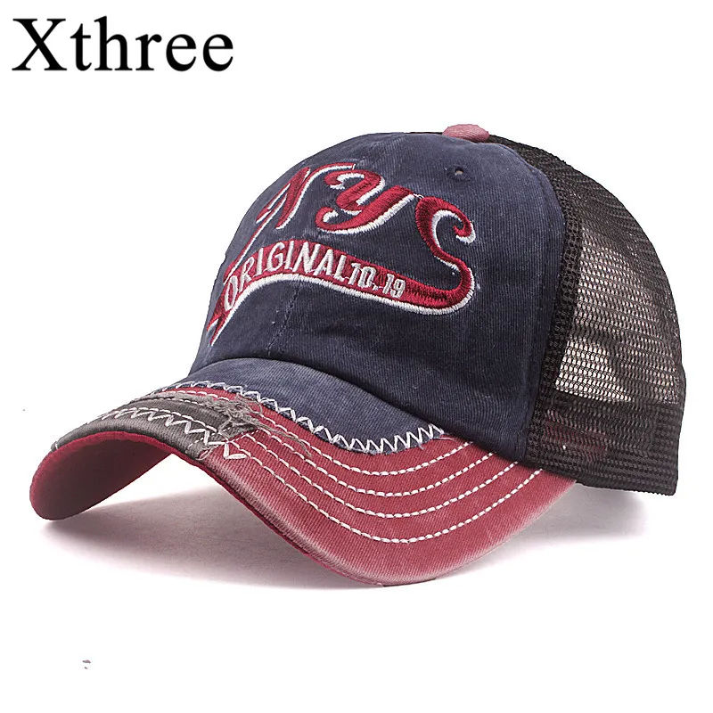 Xthree Yaz beyzbol şapkası file şapka Kadın Şapka Erkekler İçin Kemik Casquette Hip Hop Snapback Rahat Gorra Ayarlanabilir Pamuk Şapka Kapaklar