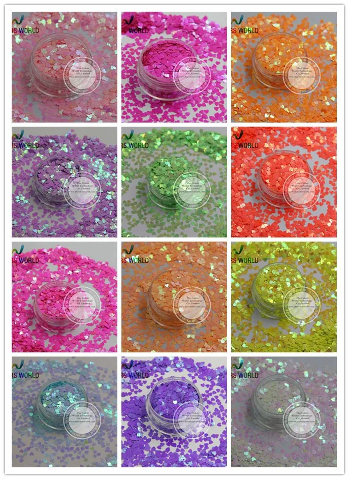 TCT-103 Yanardöner Sedefli renkler Glitter Kalp Şekli Tırnak tasarım tırnak sanat ve Manuel DIY Boyutu:3mm