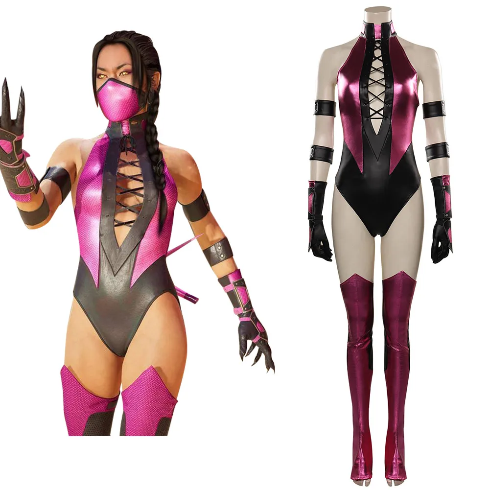 Mortal cosplay Kombat Mileena Cosplay Kostüm Tulum Kıyafetler Cadılar Bayramı Karnaval Elbise
