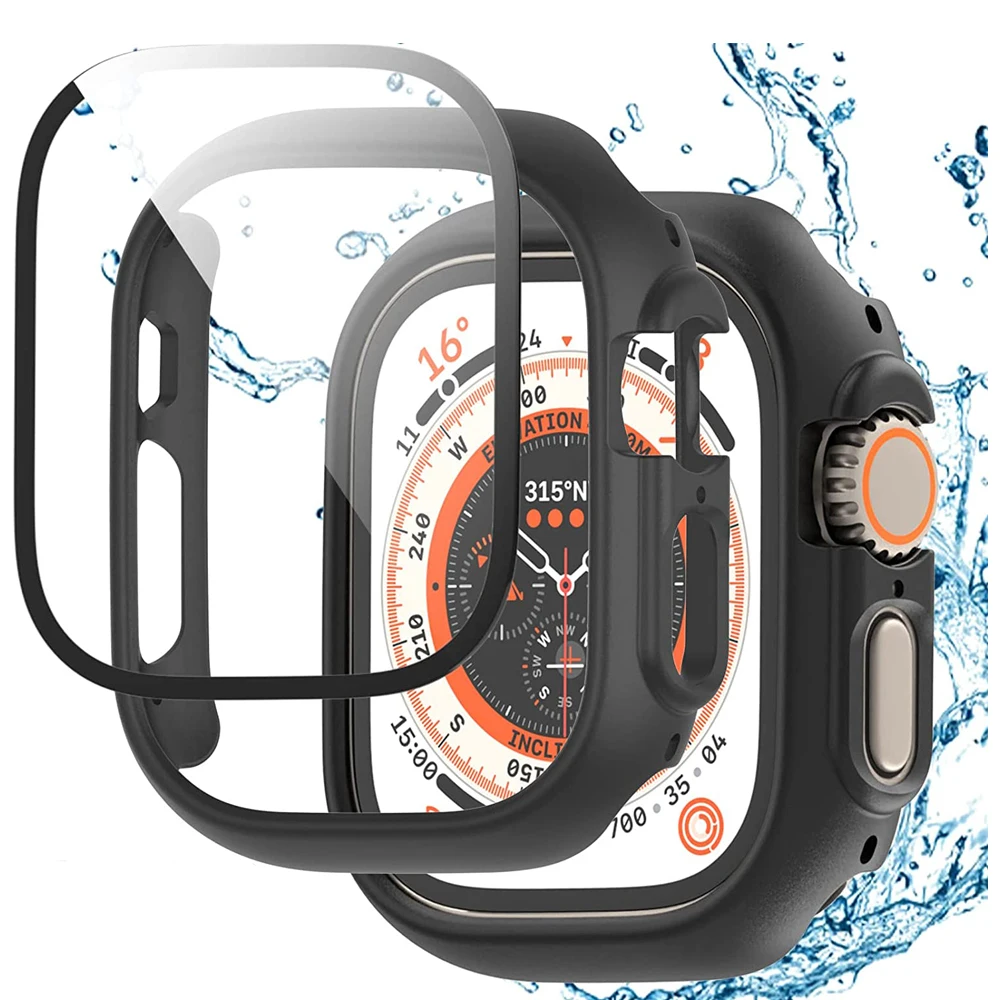 Cam + Kılıf Apple Ürünü İçin Ultra 49mm bant smartwatch PC Tampon + Ekran Koruyucu Temperli Kapak iwatch serisi Ultra Aksesuarları