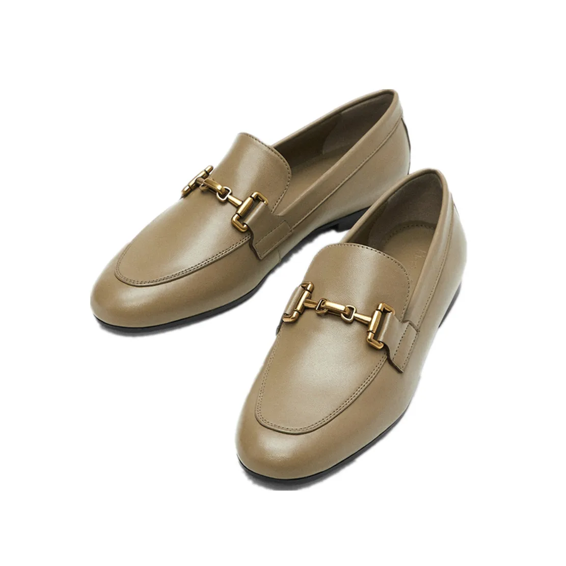 Dave & Di İngiltere Tarzı moda ayakkabılar Kadın Altın Toka Koyun Rahat Slip-On Loafer'lar Kadın Düz 0