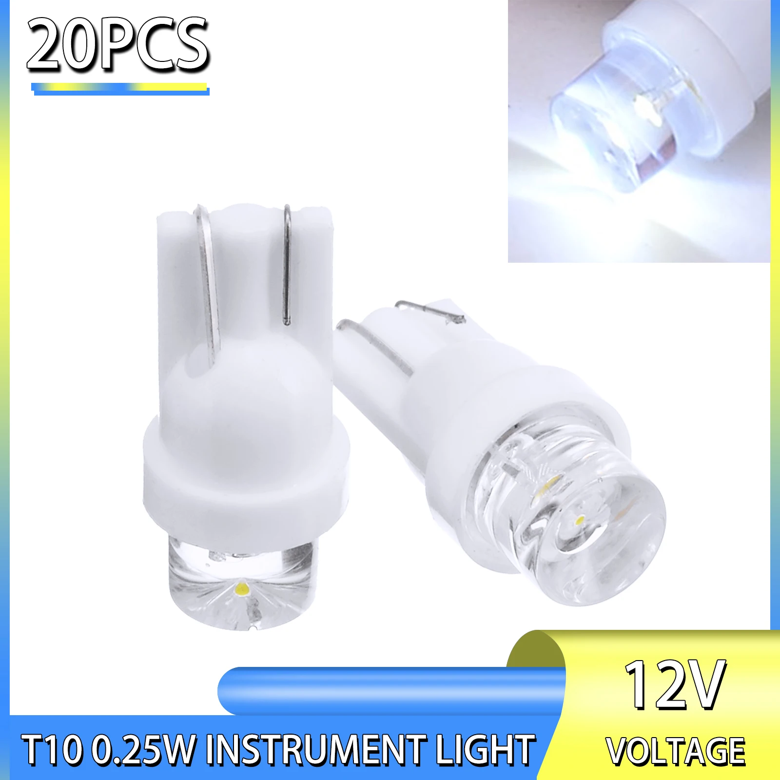 Mayitr 20 adet 12V T10 Beyaz LED Araç Gösterge ışığı Süper Parlak Otomotiv iç aydınlatma Dönüş Sinyal Lambası Yedek parça