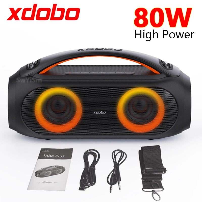 XDOBO Vıbe Artı 80W Yüksek Güç bluetooth hoparlör Taşınabilir Su Geçirmez Kablosuz Subwoofer 360 Stereo Surround TWS / AUX caixa de som