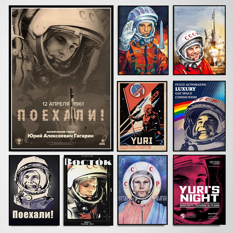 Yuri Alekseevich Gagarin Serisi Uzay Kahraman Tuval Boyama Posteri Estetik HD Baskı Duvar Sanatı Resimleri Yatak Odası Ev Dekorasyon