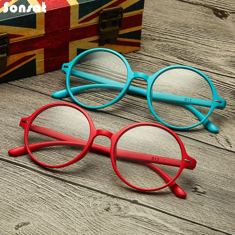 Yeni Yuvarlak Çerçeve okuma gözlüğü TR90 Şık Hd reçine okuma gözlüğü Taşınabilir Hediye Ebeveynler İçin Presbiyopik Büyütme