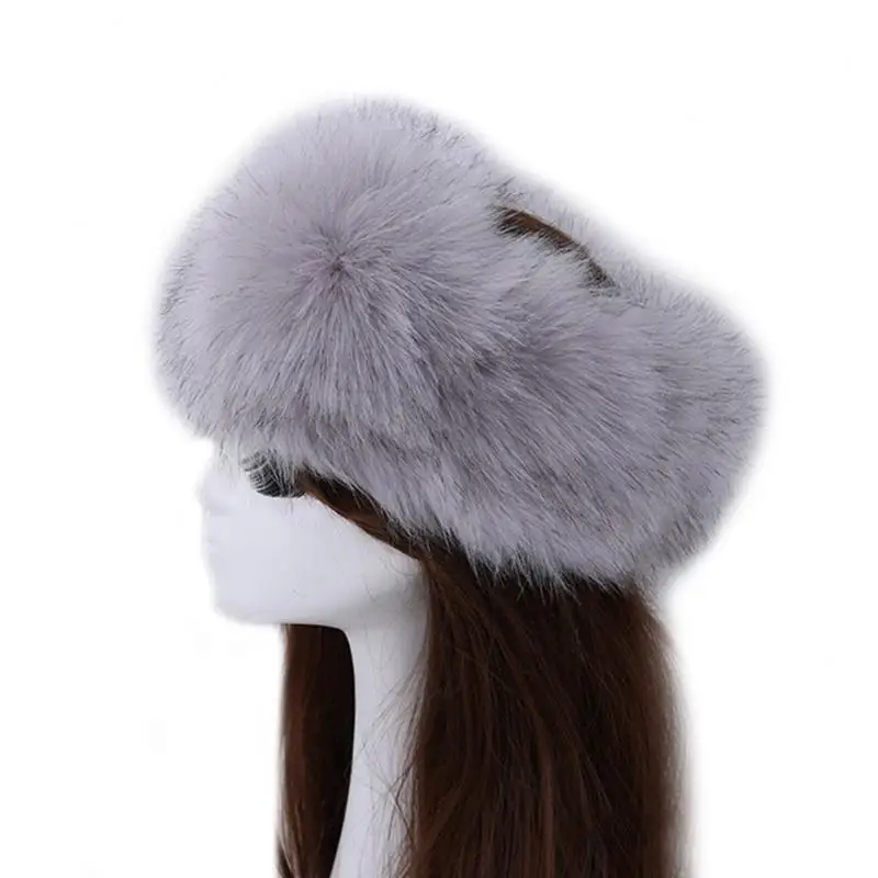 2023 Kış Kabarık Kafa Bandı Kadın Yapay Kürk Sıcak Kar Kayak Kap Kadın Açık Rüzgar Geçirmez Geniş Headdress Rus Bombacı Şapka