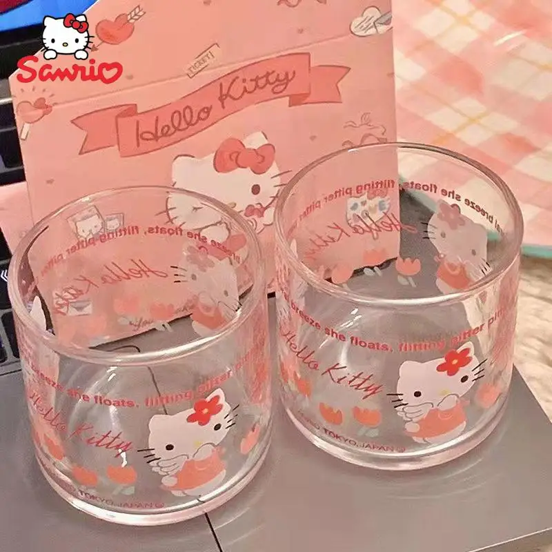 Hello Kittys Kawaii Karikatür cam kahve fincanı Ev Yulaf Kahvaltı Çocuk Su Sütlü içecekler Konteyner Kupa Masaüstü Dekor Kız Oyuncak